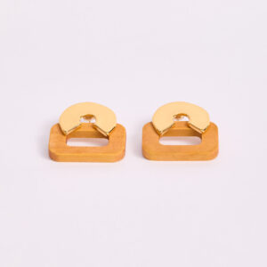 Aretes Dorados Geometría Madera Nefrah