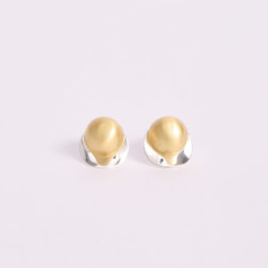 Aretes Plateados Domed Bicolor Satin Nefrah