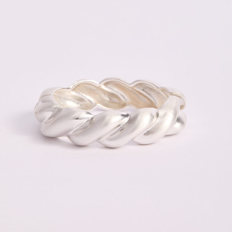 Brazalete Plateado Trenzado Bold