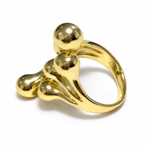 Anillo Dorado Regulable Esferas Orgánicas
