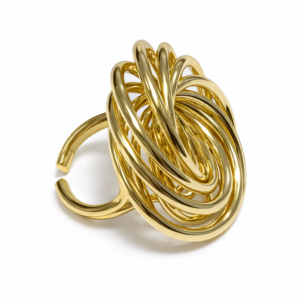 Anillo Dorado Regulable Espiral Escultural