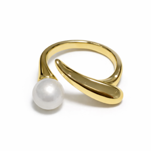 Anillo Dorado Regulable con Perla Minimalista