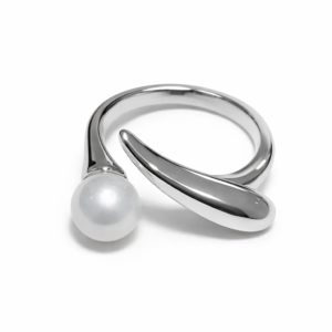 Anillo Plateado Regulable Perla Minimalista