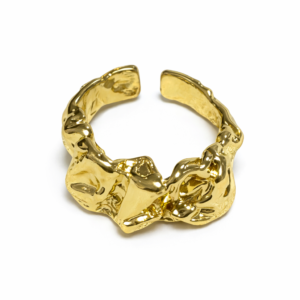 Anillo Dorado Regulable Orgánico Martillado