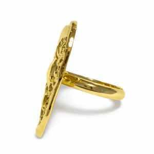 Anillo Dorado Regulable Corazón Orgánico Texturizado