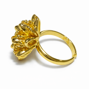 Anillo Dorado Regulable Flor Escultural Volumétrica