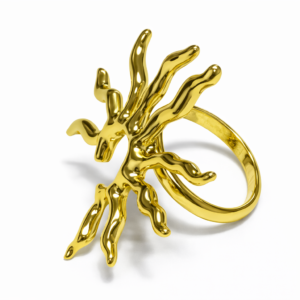 Anillo Dorado Regulable Sol Orgánico Escultural