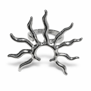 Anillo Plateado Regulable Sol Orgánico Escultural