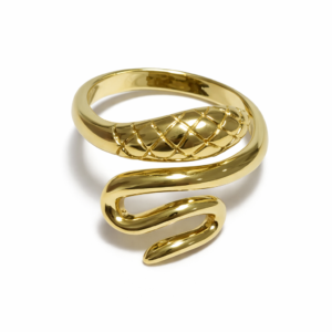 Anillo Dorado Regulable Serpiente Escultural