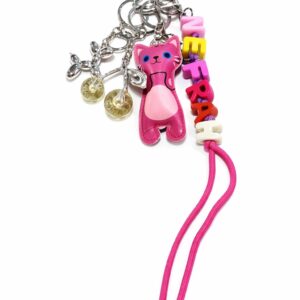 Bag Charm Minino Fucsia con Letras Nefrah