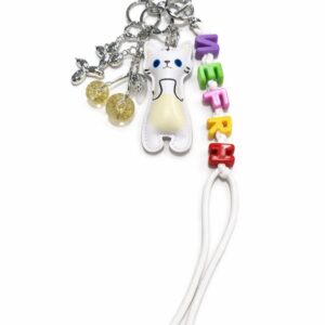 Bag Charm Gato Blanco con Letras Nefrah