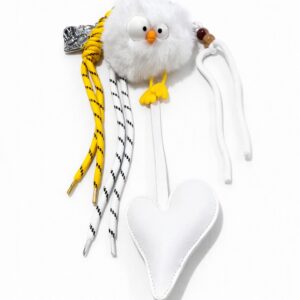 Bag Charm Pollito Fluffy con Corazón Blanco