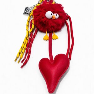 Bag Charm Pollito Fluffy con Corazón Rojo