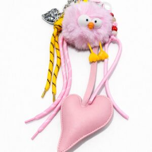 Bag Charm Pollito Fluffy con Corazón Rosado