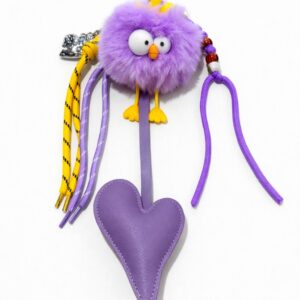Bag Charm Pollito Fluffy con Corazón Lila